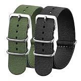 Verbstel Nylon Watchband Replacement Quick Release Heavy Buckle Watchstraps for Men Women (18MM, Green/Black)