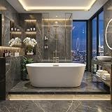 Freestanding Bathtub 59 inch Acrylic Free Standing Tub 59 Inch, Free Standing Tub with Chrome Drain & Overflow, Ergonomic Stand Alone Tub for Small Bathroom or Home Spa