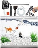 QZQ Aquarium Gravel Cleaner [2026 Edition] Vacuum Fish Tank Vacuum Cleaner Tools for Aquarium Water Changer with Aquarium Thermometers Fish Net kit Use for Fish Tank Cleaning Gravel and Sand