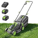 STEELITE 2x20V 13 Inch Brushless Electric Lawn Mower, Ultra-Lightweight with 2x4.0Ah Batteries for 50-Min Runtime, User-Friendly Cordless Push Mower for Garden, Yard & Farm