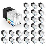 VCE UL Listed Cat6 Keystone Jacks 10Gbps 25-Pack, Black