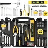 DOWELL 90 Piece Tool Set Home Repair Hand Tool Kit with Wrench Sets Plastic Tool Box Storage Case