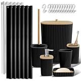 Clara Clark Black Bathroom Set, Shower Curtain Set, Bathroom Accessory Set