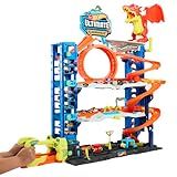 Hot Wheels City Ultimate Garage Track Set with 2 Die-Cast Toy Cars & Car-Eating Dragon, Stores 50+ Vehicles, 4 Levels