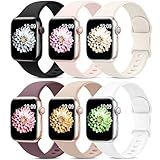 6 Pack Sport Bands Compatible with Apple Watch Band 38mm 40mm 41mm 42mm 44mm 45mm 49mm 46mm,Silicone Waterproof Strap for iWatch Apple Watch Series 11 10 9 Ultra 8 7 6 5 4 3 2 1 SE Women Men