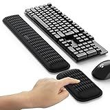 MEKASS Ergonomic Wrist Rest for Keyboard and Mouse, Soft Memory Foam Keyboard Wrist Rest Set with Non-Slip Silicone Base, Easy Typing, Pain Relief, Comfort for Office, Work, Gaming (Classic Black)