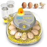 Incubator for Hatching Eggs - 12 Egg Capacity, 360° Viewing for Chicken | Automatic Temp & Humidity Control, Auto Egg Turning & Built-in Egg Candler for Chicken, Duck, Goose & Quail (Grey)
