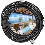 75FT Misters for Outside Patio – Outdoor Misting Cooling System with 20 Brass Nozzles, 3/4" Adapter & Water Filter, Upgraded Pre-Assembled, Large Area Cooling for Garden, Patio, Pool, Backyard