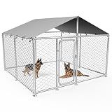 7.8x7.8FT Large Outdoor Dog Kennel Outside,Heavy Duty Dog Enclosure with Waterproof Cover Roof and Steel Fence Security Lock for Dogs(93x93x63in)