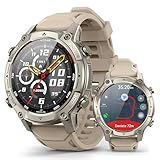 Smart Watch for Men, with GPS, Offline Maps, Heart Rate, Blood Oxygen, Stress, Sleep Monitor, 178 Sports Modes, 5ATM Waterproof Round Watch, 1.43-inch AMOLED Display, Compatible Android and iOS Khaki