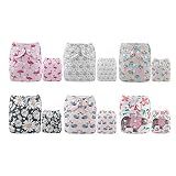 ALVA Baby Cloth Diapers 6 Pack with 12 Inserts Diaper Covers for Girl&Boy