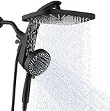 BOZYBO Rain Shower Head with Handheld: High Pressure Shower Heads with Handheld Spray Combo, 12" Rainfall Shower Head and 9 Sprays Hand Showerheads with Magnetic Docking and Power Jets, Black