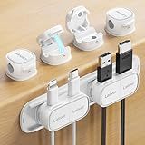 6 Pack Magnetic Cable Clips [1s Open/Lock], Laitver Cord Organizer Holder Strong Adhesive Desk Cable Management- Organize Charging Cords Neatly for Home, Office, Car,Desk, Nightstand