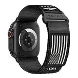 Rugged Nylon for Apple Watch Ultra 2 Band 49mm iWatch Bands 46mm 45mm 44mm 42mm Men,Soft Woven Adjustable Stars-Stripes Flag Wristbands Strap for Apple Watch Ultra Series 10/9/8/7/6/5/4/3/SE/Ultra2