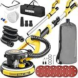 Drywall Sander, Electric Drywall Sander with Vacuum, Automatic Dust Removal, 7 Variable Speed, 900-1800RPM, 26’ Power Cord, Labor-Saving Handle and Patented Fixture for Ceiling Sanding, LED Light