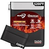 DocSafe Fireproof Document Bag (5200℉) with Fireproof Organizer Travel Case,Heat Insulated Fire＆Water Resistant 8 Layers Safe Money Bag Storage for Important Documents,Cash,Power Bank,Valuables,Black