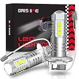 BRISHINE H3 LED Fog Light Bulbs 6000K Xenon White, Extremely Bright 3030 Chips H3 LED Bulbs with Projector for Car Fog Lights, Daytime Running Lights DRL(Pack of 2)