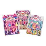 Melissa & Doug Puffy Sticker Activity Books Set of 3 – Dress-Up, Princess & Mermaid, with 208 Reusable Stickers and Fold-Out Scenes, Mess-Free Travel Toys for Kids Ages 4+ - FSC Certified