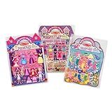 Melissa & Doug Puffy Sticker Activity Books Set of 3 – Dress-Up, Princess & Mermaid, with 208 Reusable Stickers and Fold-Out Scenes, Mess-Free Travel Toys for Kids Ages 4+ - FSC Certified