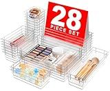 A-LuGei 【Military Grade Drawer Organizer, 【𝟱𝗦𝗶𝘇𝗲】 Makeup organizer, 【Holds 177 Items】 Bathroom Organizers and Storage, Organization and Storage, Desk Drawer Organizer for Vanity (Clear)