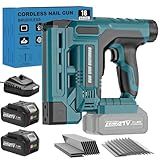 CAMXTOOL Nail Gun Cordless with 2Pcs 4.0Ah Battery, 18 Gauge 2 in 1 Brad Nailer & Staple Gun, Electric Nail Gun with 1000pcs Nails & 1000pcs Staples for Wood, Upholstery & DIY Projects, Depth Adjust