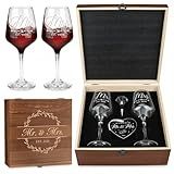 Verouis Wedding Gifts for Couples 2026 Mr and Mrs Engraved Wine Glasses Engagement Gift for Newlywed Bachelorette Bridal Shower Gifts for Bride and Groom Present for Bride To Be His and Hers