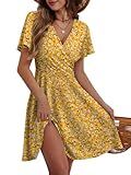 Womens Summer Dresses 2026 Elegant Classy Wedding Guest Plus Size Fall Dress for Curvy Women Boho Floral Maxi Sundress Vacation Outfit Country Concert Western Milkmaid Formal Yellow Floral Medium