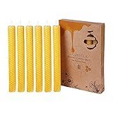 6 Pack Handmade Beeswax Taper Candles,8 inch Pure Beeswax Candles Sticks, 5 Hours Burning Dripless, Unscented Bees Wax Candles for Home Decor,Prayer,Christmas,Party(Yellow)
