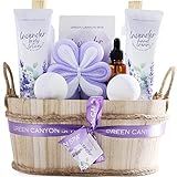 Green Canyon Spa Gift Baskets for Women 11pcs Lavender Bath Gift Sets with Body Lotion,Essential Oil,Spa Gifts for Women,Mothers Day Gift Sets for Her,Bath Sets for Her Gifts