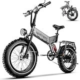 Folding Electric Bike for Adults with Peak 1500W Motor, 52V 20Ah Removable Battery Ebike,Max 70Miles & 30MPH,20"x4.0 Fat Tire Commuting Electric Mountain Bike,7-Speed, Dual Suspension Bicycle
