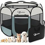Siedihit Dog Cat Playpen, Puppy Pet Playpen Indoor for Small Dog Crate Tent Cage Outdoor, Portable Pop Up Dogs Enclosure Kennel with Carrying Case for Dogs/Cats/Rabbits(Grey, Small