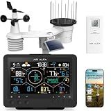 AIR ALFA 4900FT WiFi Smart Weather Stations Wireless Indoor Outdoor, LoRa Based Wireless Weather Station with 7-in-1 Solar Sensor, Thermo-Hygro Sensor, Bird Spike, CSV Export & Calibration Black