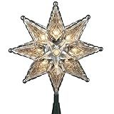Kurt Adler 10-Light 8-Point Star Christmas Treetop, 8-Inch, Clear