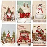 Sratte 6 Pcs Christmas Kitchen Towels Vintage Winter Dish Towels