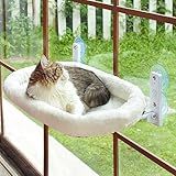 AMOSIJOY Cordless Cat Window Perch, Window Hammock for Cats with 4 Strong Suction Cups, Solid Metal Frame and Soft Cover, Indoor Cat Bed