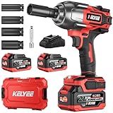 kelyee Cordless Impact Wrench 1107Ft-lbs(1500N.m), Brushless High Torque 1/2 Impact Gun with 21V 2x4.0Ah Battery, 3-Mode Speed, Electric Impact Driver with 4 Socket for Home Car Pickup Truck RV Mower
