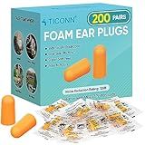 TICONN 200 Pairs Ear Plugs, 32dB Noise Reduction Earplugs for Sleeping Hearing Protection Travel Study Concentration Construction Site (200 Pairs)