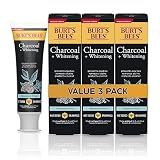 Burt's Bees Toothpaste, Natural Flavor, Charcoal with Fluoride Toothpaste, Mountain Mint, 3 x 4.7oz