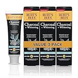 Burt's Bees Toothpaste, Natural Flavor, Charcoal with Fluoride Toothpaste, Mountain Mint, 3 x 4.7oz