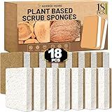 Aheroi Natural Dish Sponge, 18 Count FSC Certified Plant-Based Biodegradable Kitchen Sponges for Dishes, Compostable Eco Friendly Sponges, Organic Cleaning Sponge Dish Scrubber Products for Household