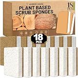 Aheroi Natural Dish Sponge, 18 Count FSC Certified Plant-Based Biodegradable Kitchen Sponges for Dishes, Compostable Eco Friendly Sponges, Organic Cleaning Sponge Dish Scrubber Products for Household