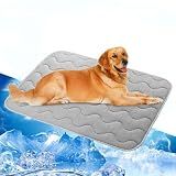 Nacaro Extra Large Dog Cooling Mat,47.3''*29.6'' Washable Cooling Pet Pad, Q-MAX>0.45,XXL Portable Kennel Puppy Bed for Summer, Non Slip Sleeping Blanket Pet Pads (Grey,120L x 70W cm)