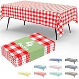 misaya 4 Packs Buffalo Disposable Table Cloth, 54 x 108 Inch Waterproof Plastic Tablecloth, Rectangle Red and White Checkered Table Covers for Picnic, Birthday, Party