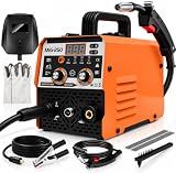 145A MIG Stick Welder,3-in-1 Multiprocess FLUX Core MIG/Lift TIG/Stick Welding Machine- Portable IGBT Synergic Control -LED Display with Welding Helmets and Gloves for Metal Repair & DIY Projects