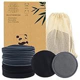 Sopurrrdy Reusable Makeup Removal Pads - 20 Pack with Laundry Bag - Soft Black Reusable Cotton Makeup Remover Pads for Face - Washable Bamboo Cotton Rounds
