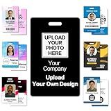 Custom Employee Id Badge Personalized Double Sided Id Card with Name Logo Photo Barcode Customized Name Badges Print Identification Card for Office Worker Volunteer Doctor Nurse Student-Vertical 1