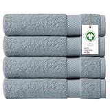 Delara 100% Organic Cotton Towels 650 GSM Plush Feather Touch Quick Dry Bath Towel, Pack of 4 GOTS Certified, Oeko-Tex Green Certified, Organic Cotton Bath Towel, 30"X58"