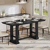 DWVO Farmhouse Dining Table for 6-8 People, 70" Long Kitchen Tables with Wooden Sturdy Legs, Large Rectangular Dinner Table for Kitchen, Dining Room, Living Room, Black