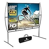 Projector Screen with Stand Foldable Portable Movie Screen(16:9), HD 4K Double Sided Indoor Outdoor Projection Screen for Home Theater (100 Inch) …