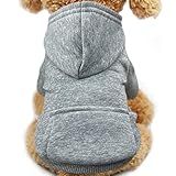 Jecikelon Winter Dog Hoodie Sweatshirts with Pockets Warm Dog Clothes for Small Dogs Chihuahua Coat Clothing Puppy Cat Custume (Grey, Medium)
